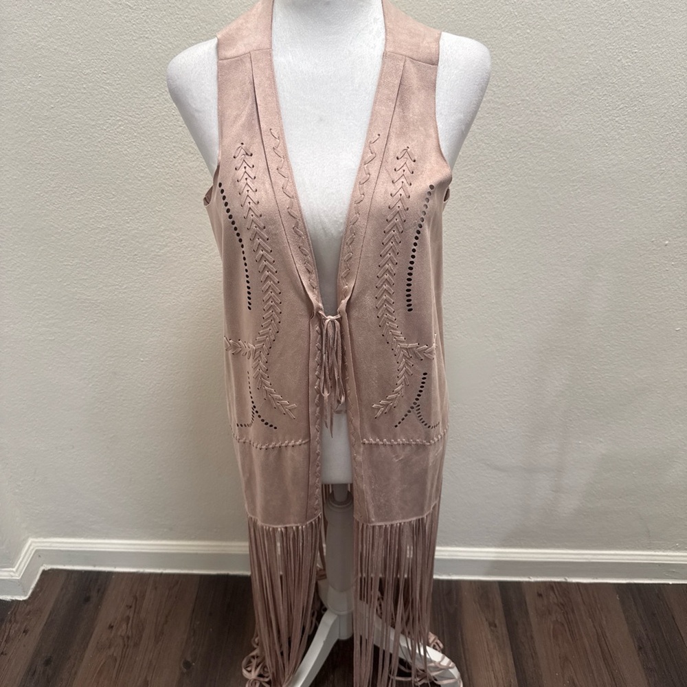 Jessica Simpson Faux Suede Tasmania Fringe Vest